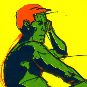 screen print on paper based on figure drawings by Denis Du Bois
