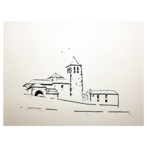 Typical medieval church on a bluff in the mountains of northern spain.