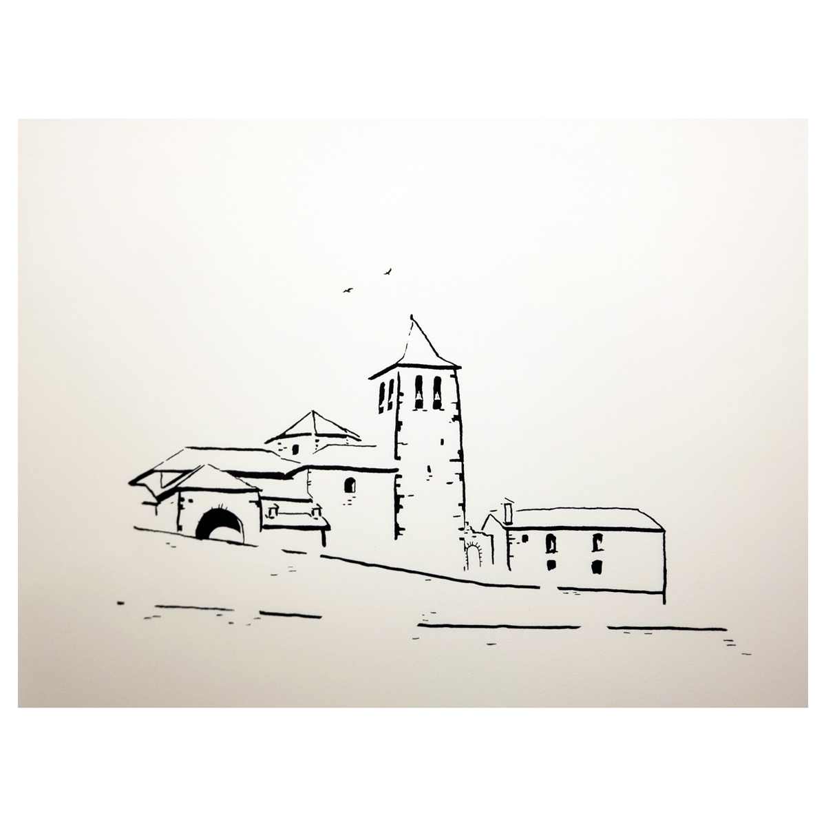 Typical medieval church on a bluff in the mountains of northern spain.