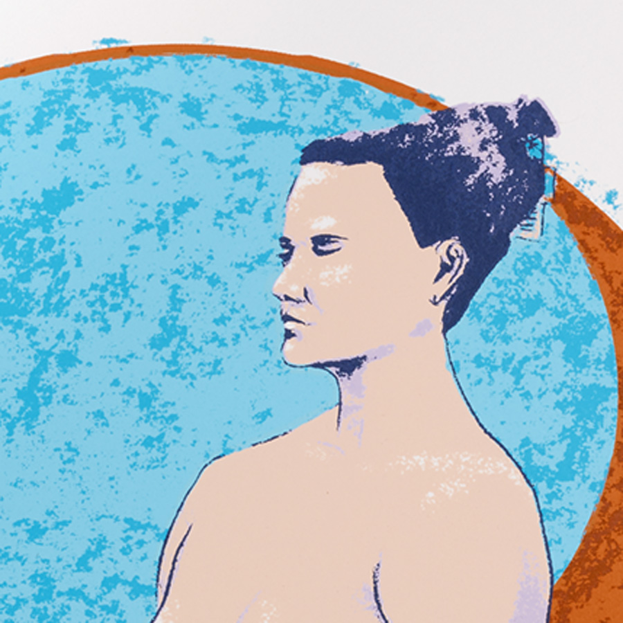 screen print on paper based on figure drawings by Denis Du Bois