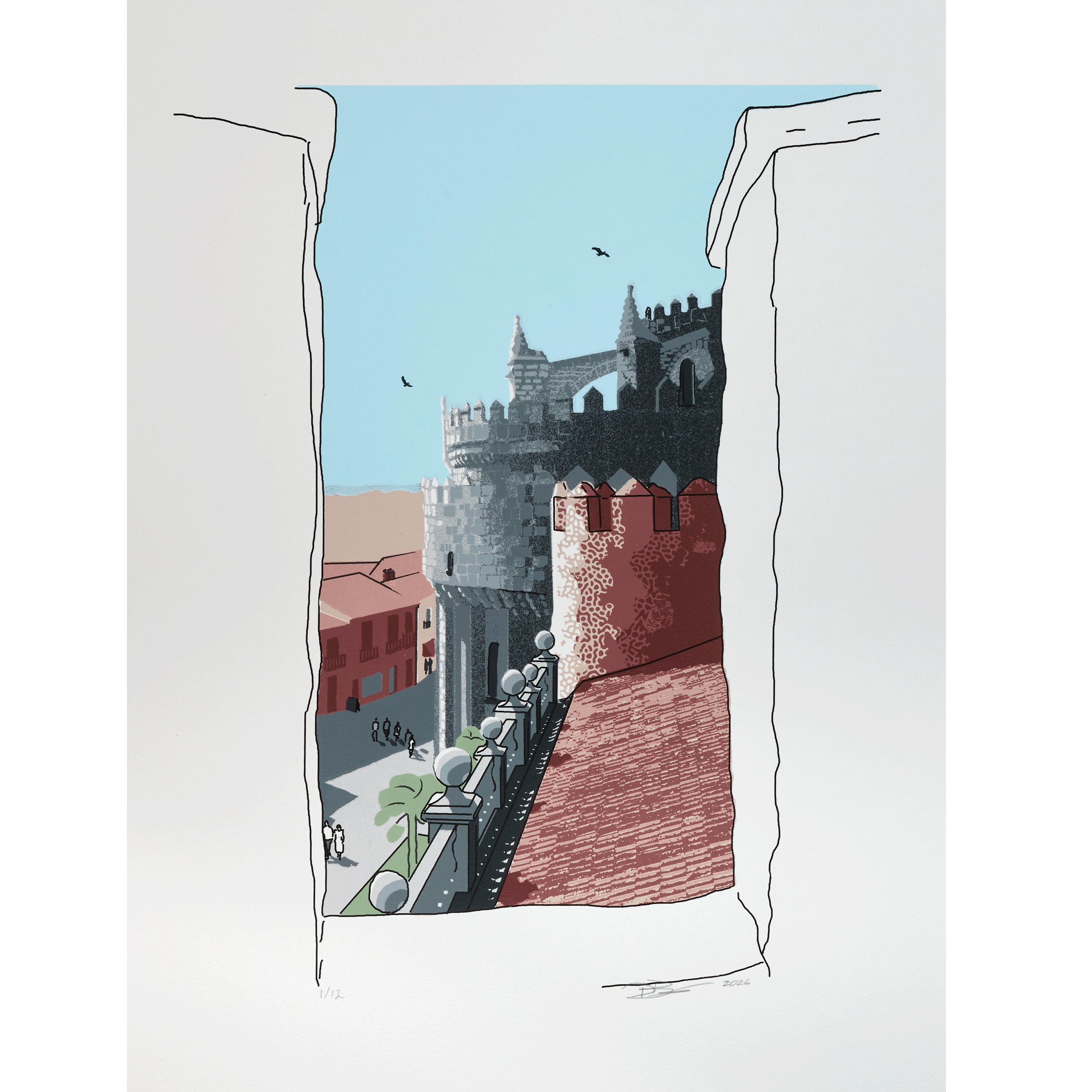 Castle in Avila Spain depicted by Denis Du Bois
